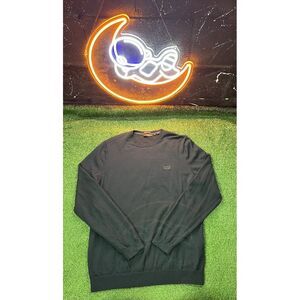 Hugo Boss Extrafine Merino‎ Wool Solid Knit  Crew Pullover Sweater Black Size XL